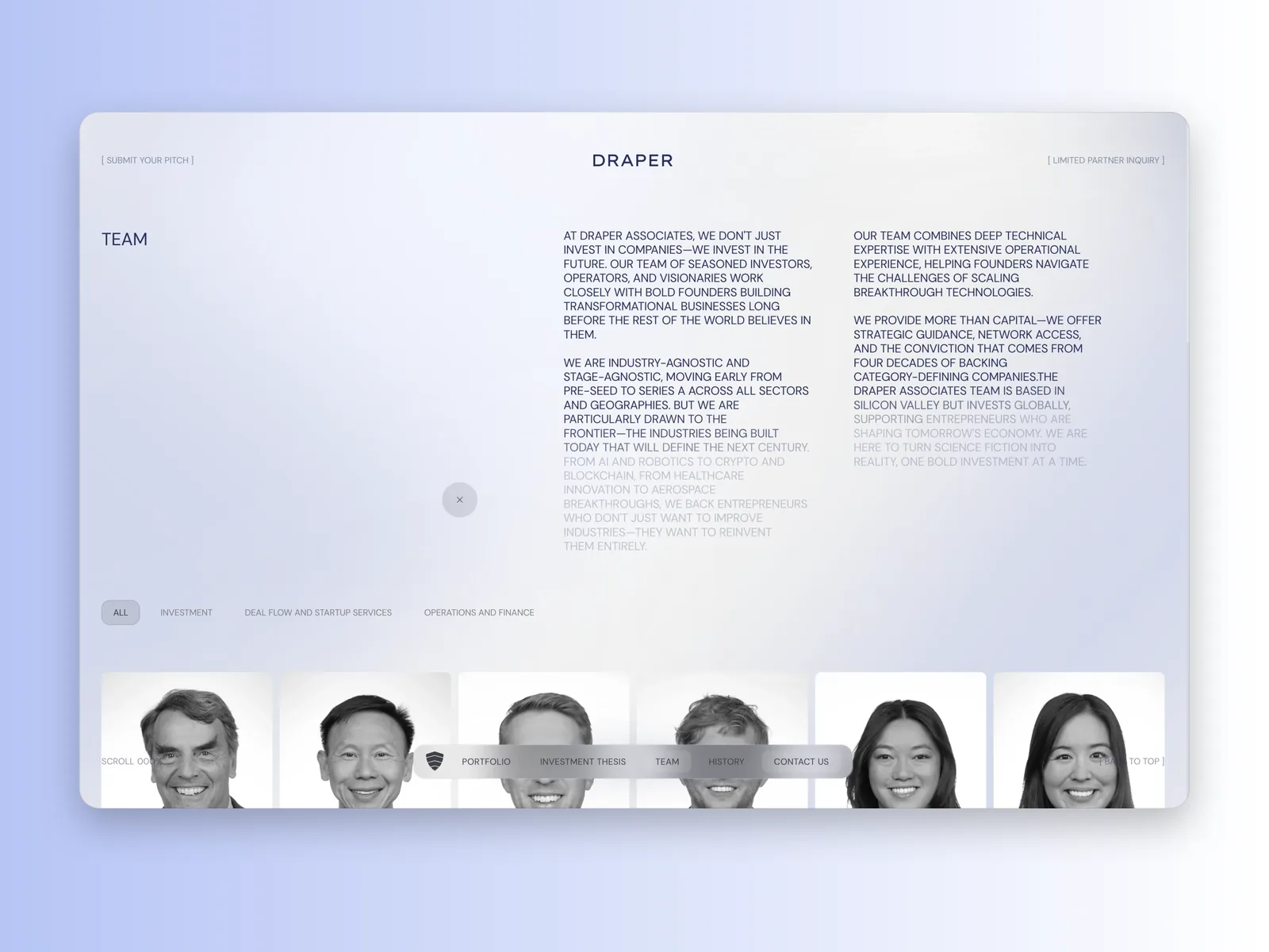 Draper Associates portfolio and investment thesis pages