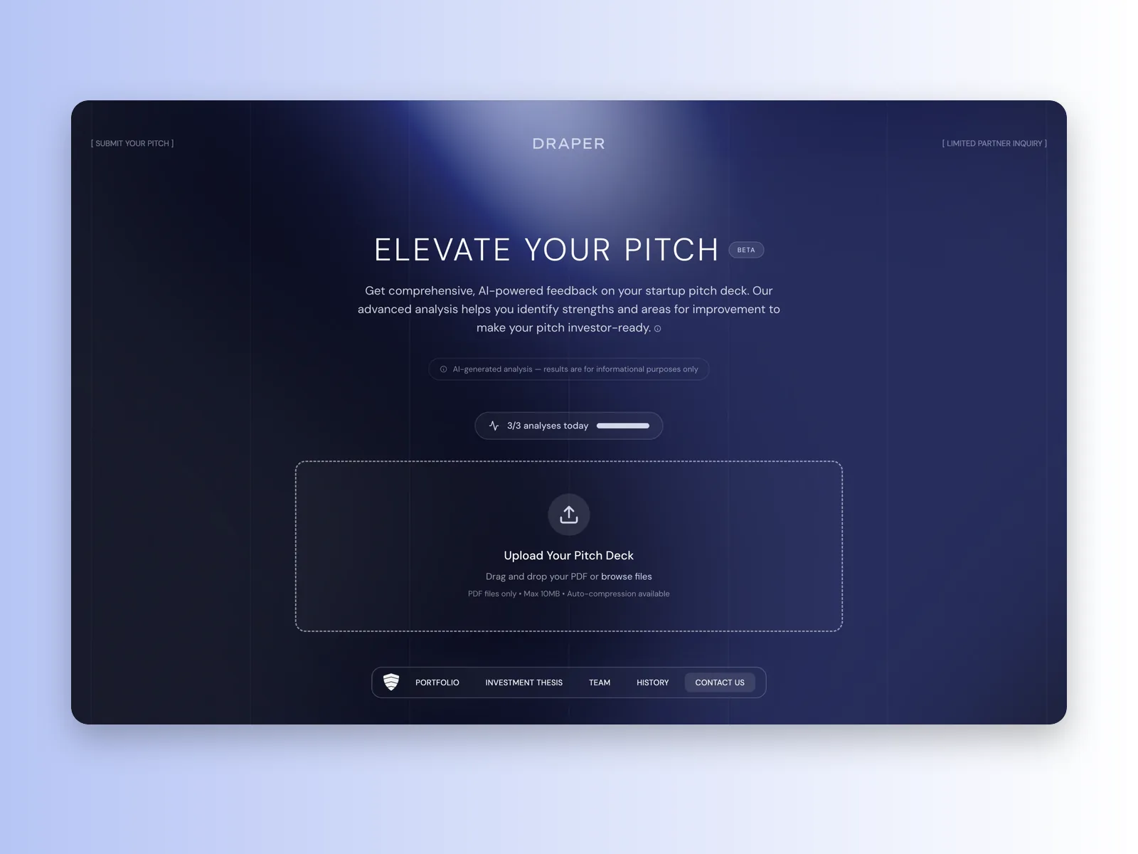 Draper Associates portfolio and investment thesis pages