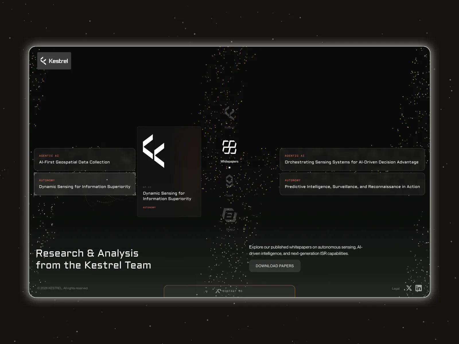 Kestrel Intelligence enquiry form capturing name, work email, and role