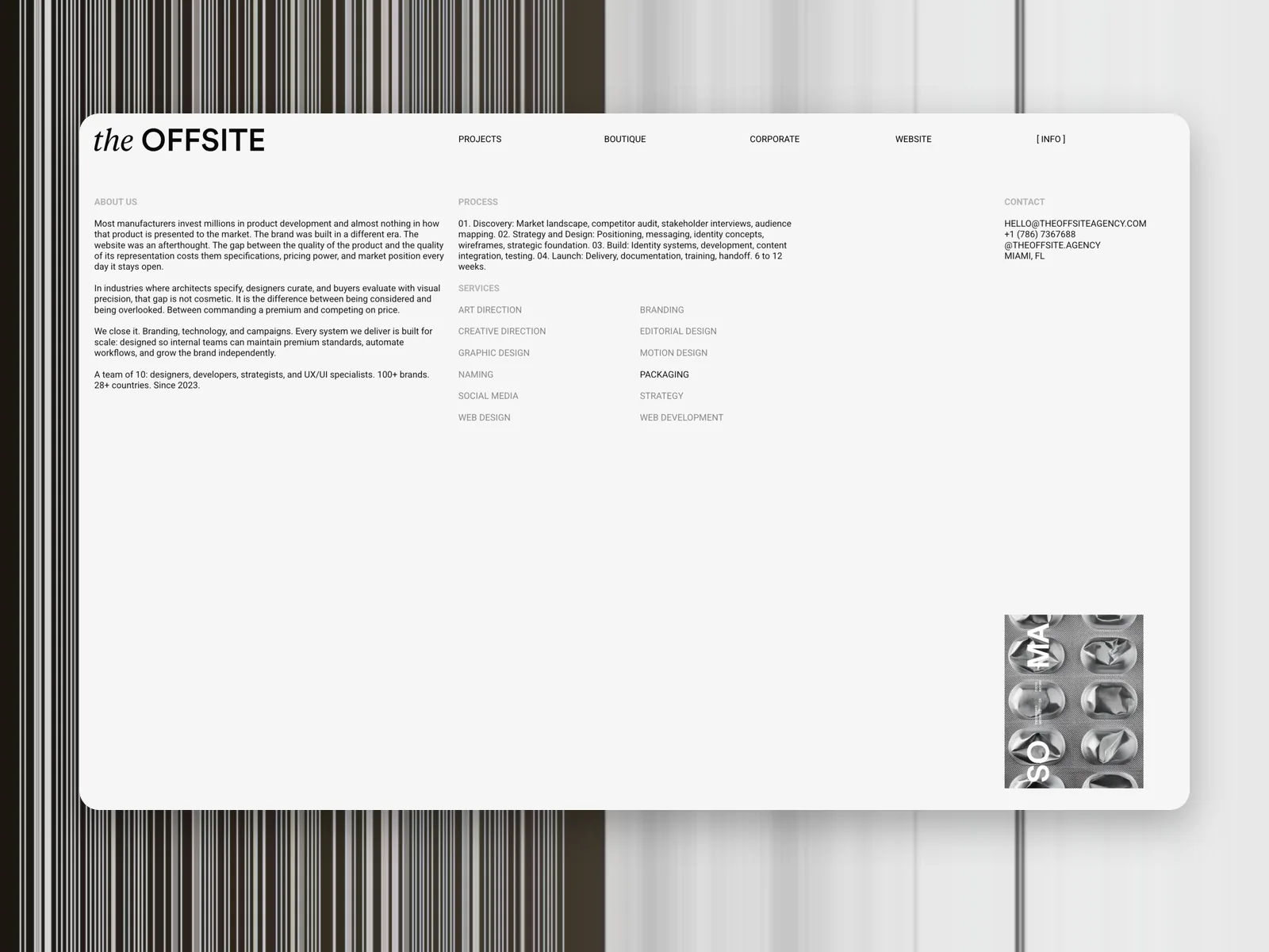 The Offsite Agency project pages across boutique and corporate work