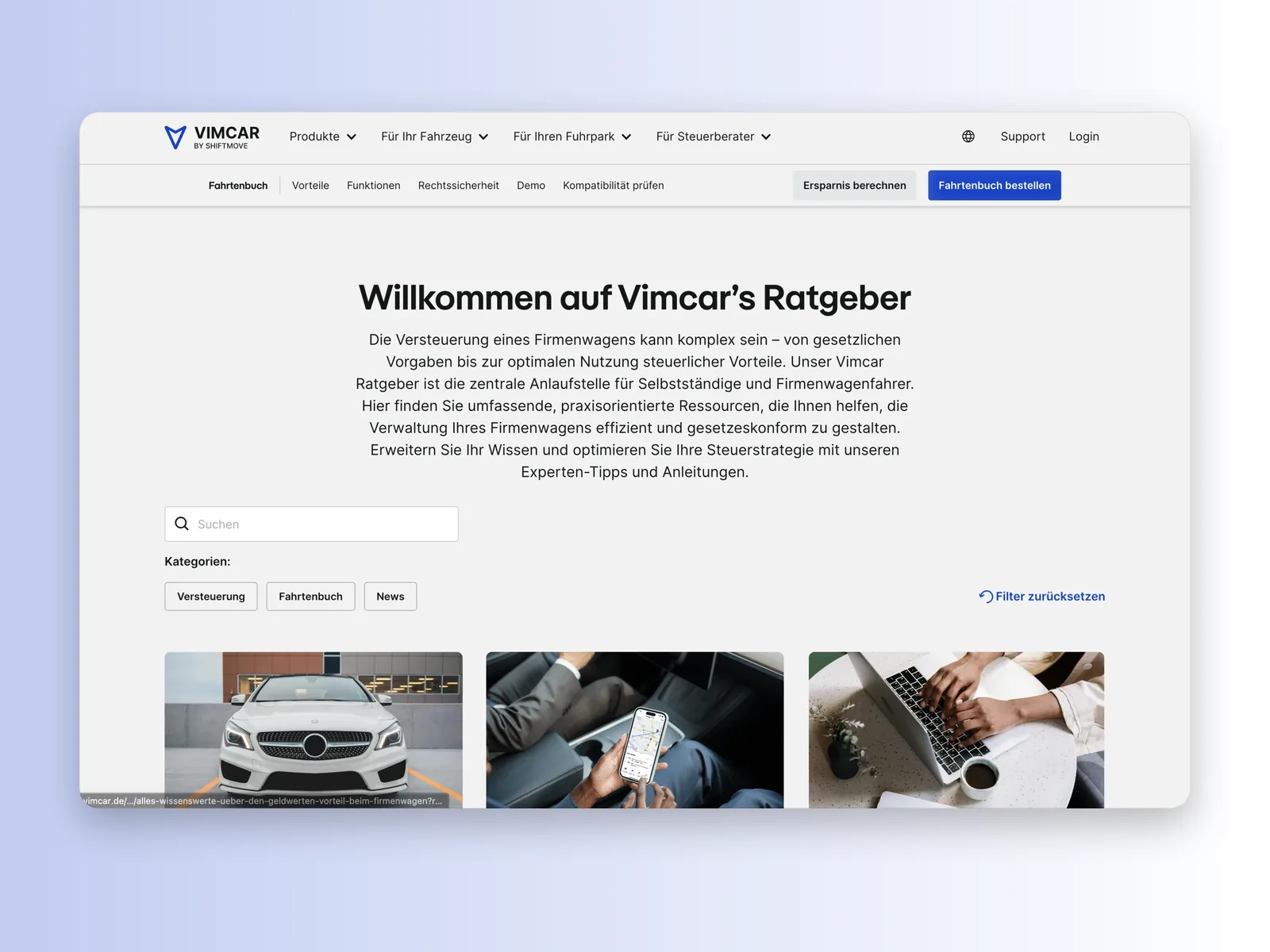 Vimcar Fleet Fahrtenbuch pricing page